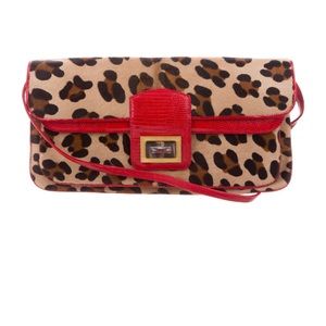New Pristine Kara Ross Leopard Ponyhair and ref genuine Lizzard handbag